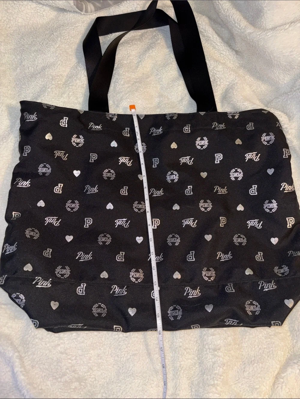 PINK Victoria's Secret Black Tote with Pink & Silver Logo Accents